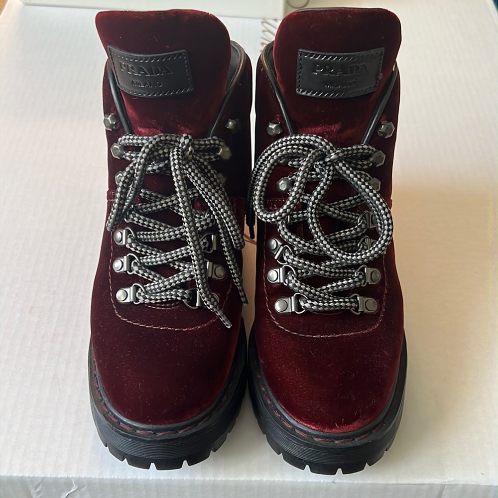 Prada Velvet Combat Boots